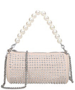 Bling bag with exchangeable pearl handle ZS9037 BEIGE